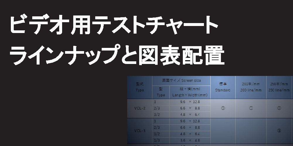 ビデオ用テストチャートラインナップと図表配置